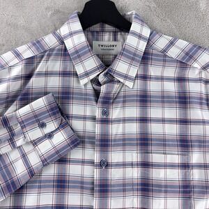 Twillory Dress Shirt Mens Size Large Multicolor Plaid Tailored Fit Button‎ Front